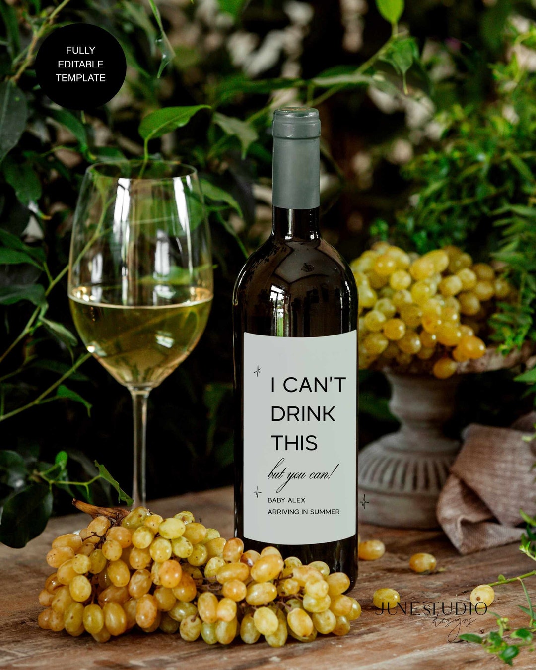 Printable Wine Label Pregnancy Announcement Wine Label Download 2nd ...