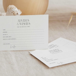Hochzeit Ratschläge und Wünsche Karte bearbeitbare Vorlage für Braut und Bräutigam Personalisierte Brautparty Spiel Wünsche Karten Wünsche für Braut und Bräutigam