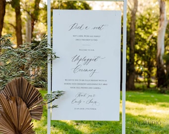 Pick a Seat Not a Side Unplugged Ceremony Sign, Elegant Open Seating Template, Wedding Welcome Sign, Minimalist Dainty Script BRIELLE