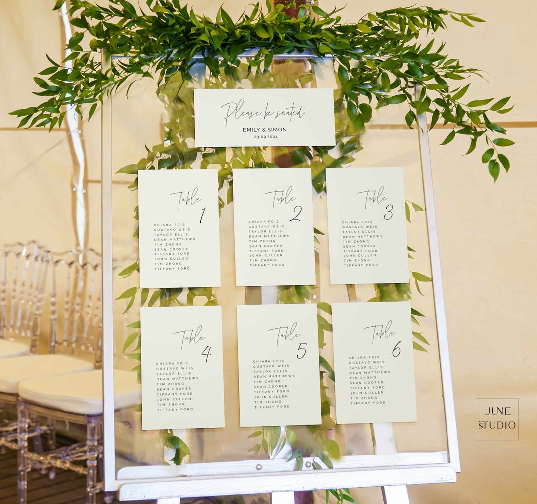 Micro Wedding Seating Chart Printable Guest Table Card 4x6, 5x7, 3x5 ...