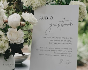 Audio Guest Book Sign Template: Modern Minimalist Wedding Voicemail (Digital Download, Editable ISLA Collection)