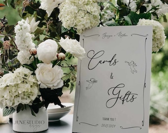 GRETTA - Handgezeichnete Hochzeitskarten und Geschenkschild Vorlage (Digitaler Download).