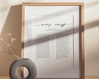 Digitale Vorlage für das Eheversprechen – Personalisierte Hochzeitsgeschenkidee zum 1. Jahrestag – Individuelle Wanddekoration mit Eheversprechen – Einzigartiges Geschenk für Paare