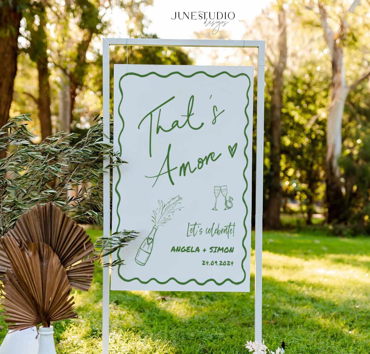 That's Amore Engagement Party Welcome Sign Template: Hand-drawn