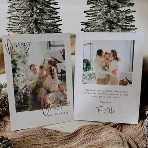 Modern Minimalist Photo Holiday Card Template, Printable Simple Christmas Card, Editable Family Picture Holiday Card, Instant Download