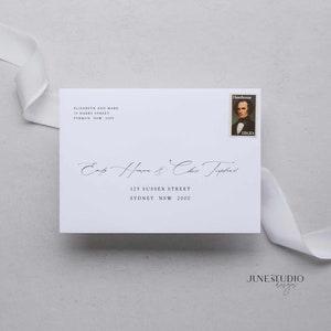 Wedding Envelope Label Addressing Template with Return Address Calligraphy Wedding Envelope DIY Printable Envelope Modern Script C5 A7