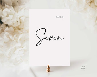 Minimal Table Number Wedding Template Editable Calligraphy Table Number Wedding DIY Table Number Calligraphy Eliza Printable Customizable
