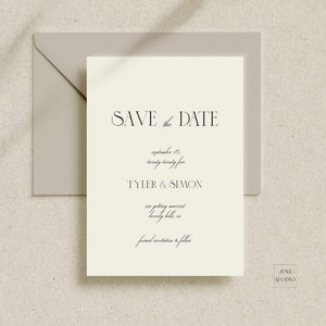 Dinheiro antigo salvar a data modelo de convite moderno e minimalista clássico salvar nossa data convite de casamento moderno inspirado vintage editável ELE