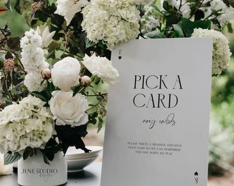 Pick a Card Sign Template Playing Cards Guestbook Sign Wedding Playing Cards Sign Pick a Card Any Card sign Modern Minimal Guest Book KARLA