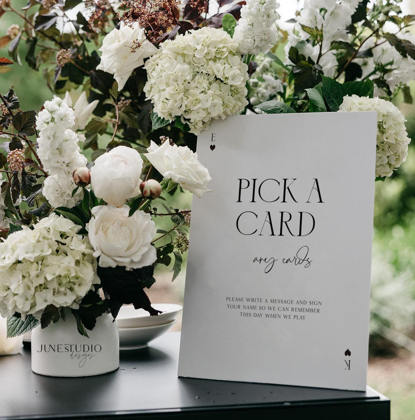 Wedding Guest Book Sign Template: Modern Minimalist Playing Cards Pick ...