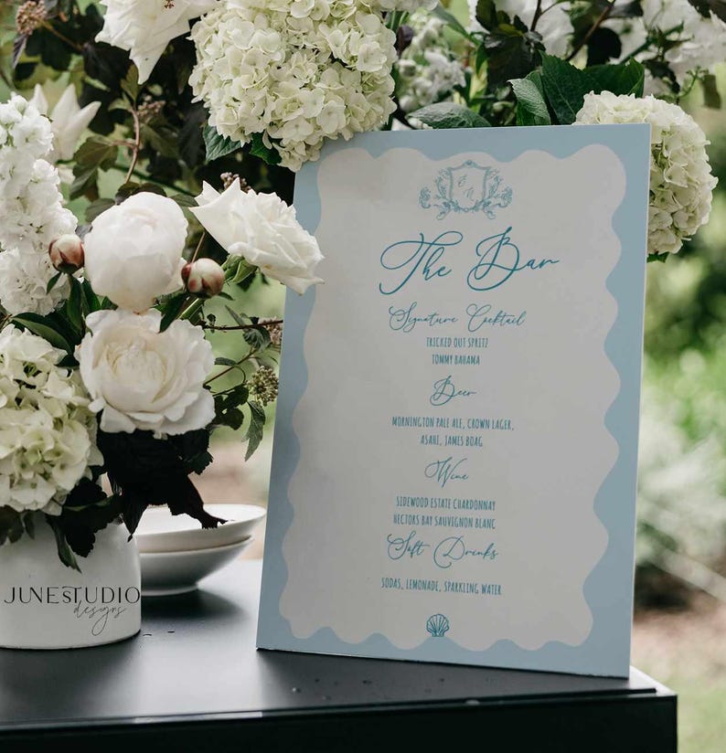 Coastal Wedding Welcome Sign: Hand-drawn Shells Crest Welcome Poster ...