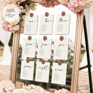 Modèle de plan de table mariage écriture moderne minimaliste mariage miroir table table table modifiable trouvez votre place 5 x 7 numéros de table 4 x 6
