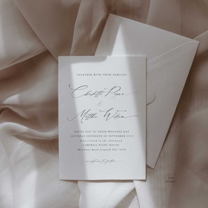 Minimalistische Hochzeitseinladungsvorlage, bearbeitbare moderne Hochzeitseinladung, elegante Kalligraphie-Hochzeitseinladung - Charlotte
