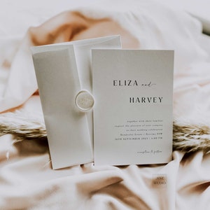 Minimalist Wedding Invitation Template, Editable Modern Wedding Suit, Contemporary Wedding Invite, engagement invitation template-Eliza