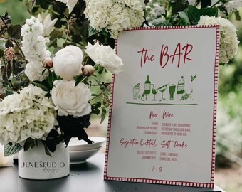 Italian Wedding Bar Sign Template: Hand-Drawn Amore Design (Digital)