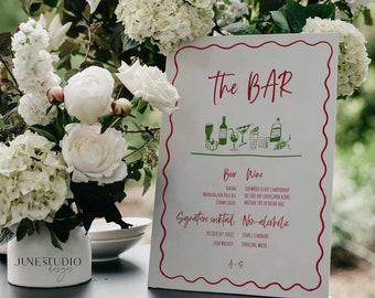 That's Amore Wedding Bar Sign Template: Hand-Drawn Drink Menu Board Italy Theme Bar Station Poster (Digital Download, Editable)