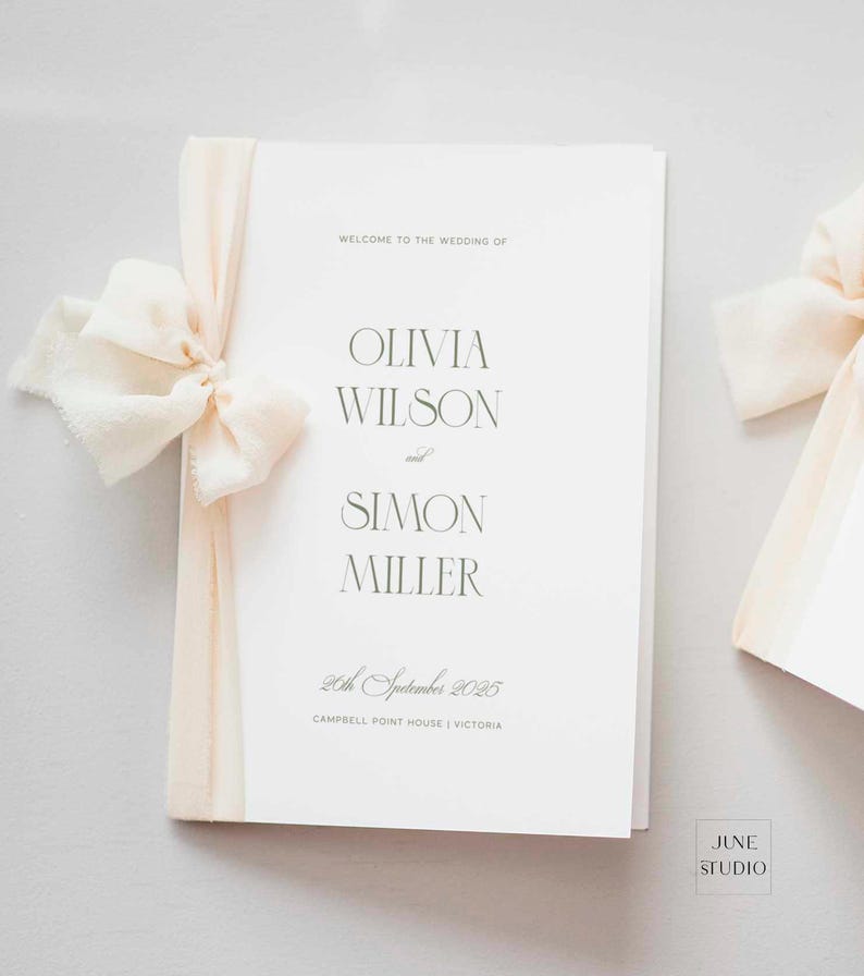 Sage Green Wedding Program Template: Modern Church Ceremony (DIY Sage Green Wedding Program Template: Modern Church Ceremony (DIY