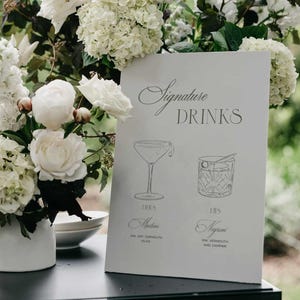 Signature Drink Sign Template Sage Green Modern Vintage Minimalist Sage Wedding Drink Wedding Bar Sign Signature Cocktail Bride Groom Drinks