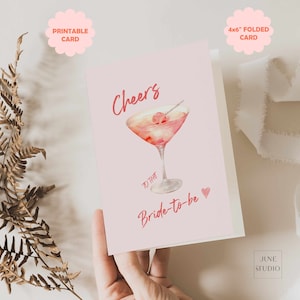 Tarjeta de felicitación de despedida de soltera imprimible, regalo de novia, regalo de futura novia, saludos a la tarjeta de futura novia, tarjeta de felicitación de brunch nupcial rosa