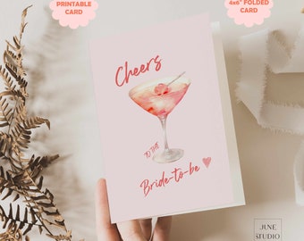 Utskrivbart "Skål till den blivande bruden"-hälsningskort: Design för brudpresentcocktail (nedladdning direkt)