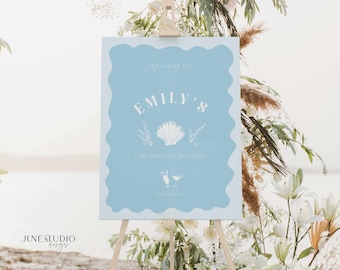 Coastal Bachelorette Welcome Sign Template: Ocean Theme (Digital, Editable)
