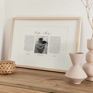 Art modifiable de vœux de mariage avec photo Art mural de vœux Cadeau 1er anniversaire Cadeaux de mariage personnalisés pour couple Cadeau de vœux pour elle