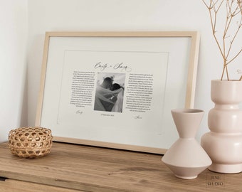 Editable Wedding Vows Art With Photo, Modern Vow Wall Art, 1st Anniversary Gift, Personalized Wedding Gift For Couple Vows Gift For Him