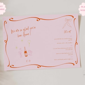Handgezeichnetes Tischset + Menü + Tischkarte Einzigartig Verlobungsfeier Hen Party Geburtstag Brautparty Personalisiertes Bachelorette Menü MIA