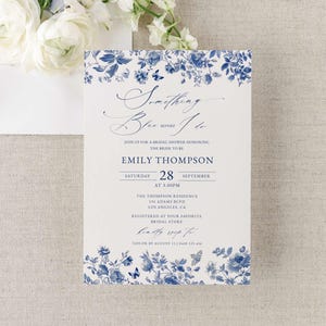 Something Blue Before I do Bridal Shower Invitation Template Blue Vintage Floral Printable Bridal Shower Editable Wedding Instant Download