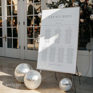 Wedding Seating Chart Long Tables Sign Template Minimalist Simple 7 Tables Banquet Seating Plan Seating Arrangement Portrait Reception KARLA