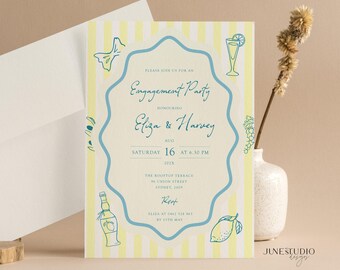 Italian Summer Engagement Party Invitation: La Dolce Vita Lemon Theme (Digital Template)