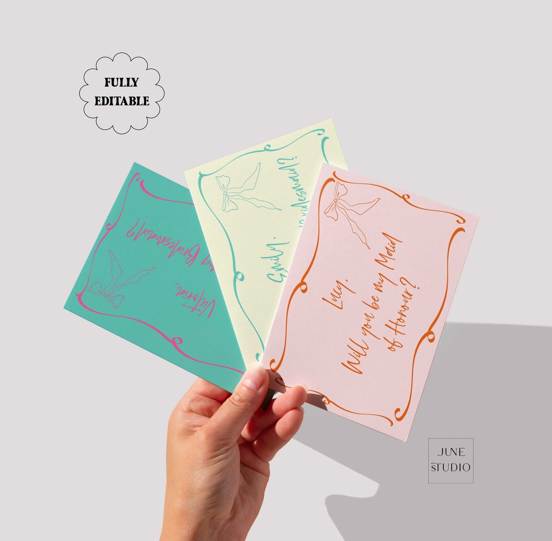Hand Drawn Bridesmaid Proposal Card Template Printable Squiggle Be My ...