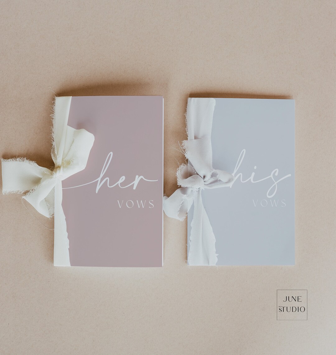 Dusty Pink Wedding Vows Book Set Digital Template Elegant Vows Booklet ...