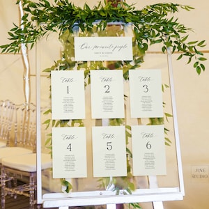 Moderner Sitzplan für die Hochzeit, minimalistischer Sitzplan, Skript Tischkarten 13 x 18, 4 x 6, 3 x 5, A6