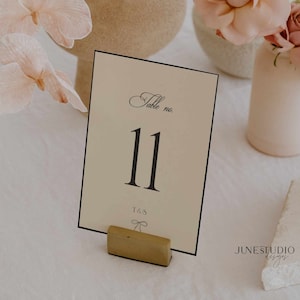 Modèle de numéro de table de mariage à télécharger Old Money d'inspiration vintage, numéro de signalisation de mariage, tableau rétro personnalisé dessiné à la main, imprimable non modifiable