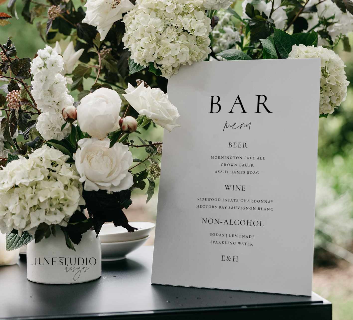 Minimalist Wedding Bar Menu Sign Template Editable Modern Wedding Drink Menu Sign Luxury Scrip Classy Engagement Decor Wedding Table Sign EM