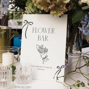 Flower Bar Sign Editable Make a Bouquet Template Black Bow Bridal Shower Wildflower Printable Sign Instant Download Baby Shower Flower Bar