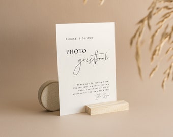 Modern Photo Guest Book Template Editable Minimal Guest Book Sign Wedding Photo Guest Book Sign Template DIY Wedding Table Sign ISLA