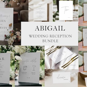 Day Of Wedding Bundle Template Minimalist Chic Essential Signage Bundle Engagement Bundle Editable Wedding Reception Stationery Bundle ABI