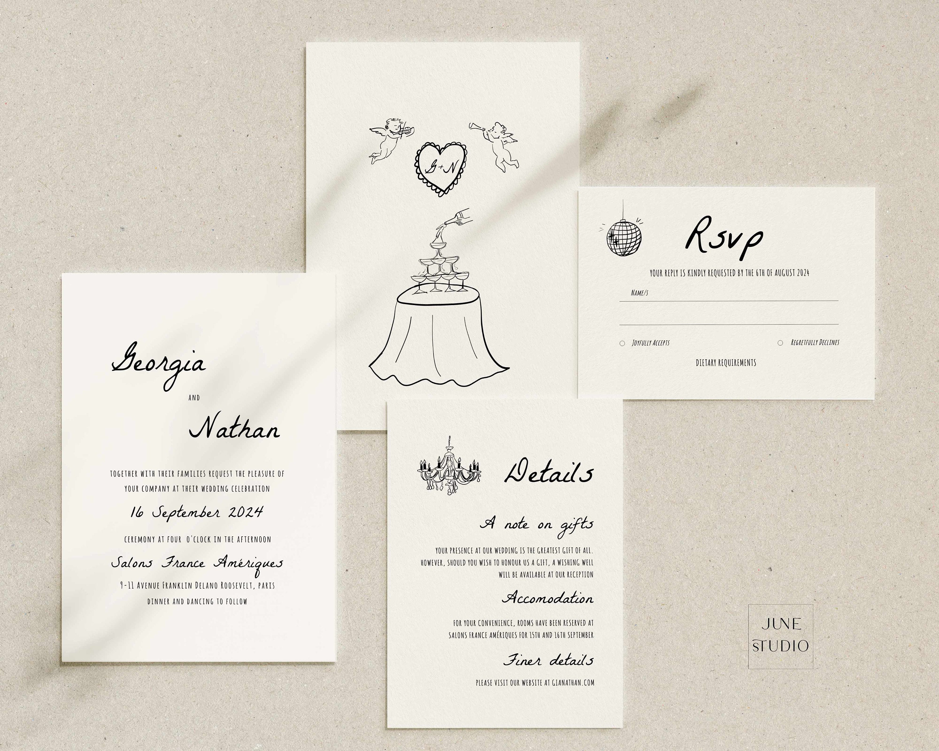 Invitación de boda dibujada a mano: Torre de champán de inspiración francesa  vintage (descarga digital) AUDREY - Etsy México, image size:3000x2400