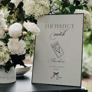 Wedding Matches Sign Template Old Money The Perfect Match Favor Wedding Sign Creative Wedding Match Box Bridal Favor Sign Matches Custom ELE