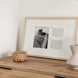 Modèle numérique de vœux pour lui et pour elle, cadeau de mariage personnalisé, cadeau de 1er anniversaire de mariage, art mural photo de vœux de mariage, cadeau unique pour couple