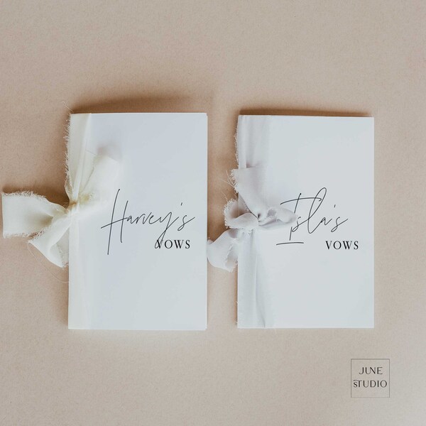 Ribbon Wedding Vows Booklet Template Vows Book Set of 2 His vows Her Vows Book His and Her Vows Card His Vows Minimalistic Vows Booklet