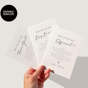Officiant voorstel Wil je met ons trouwen Afdrukbare kaart Bruiloft Officiant voorstelkaart Modern Minimalistisch Zal jij onze Officiant zijn Bundel