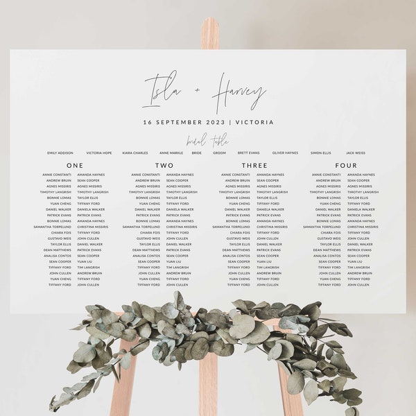 Modern Landscape Seating Chart Long Tables Minimal Script Wedding Seating Plan Wedding Seating Chart Board Simple Seating Plan Sign- ISLA