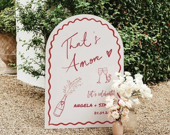 Das ist Liebe – Willkommensschild, Verlobungsfeier-Schild, Bogenbanner, Hochzeit, italienischer Junggesellinnenabschied, Poster für Paare (Druckvorlage, bearbeitbar)