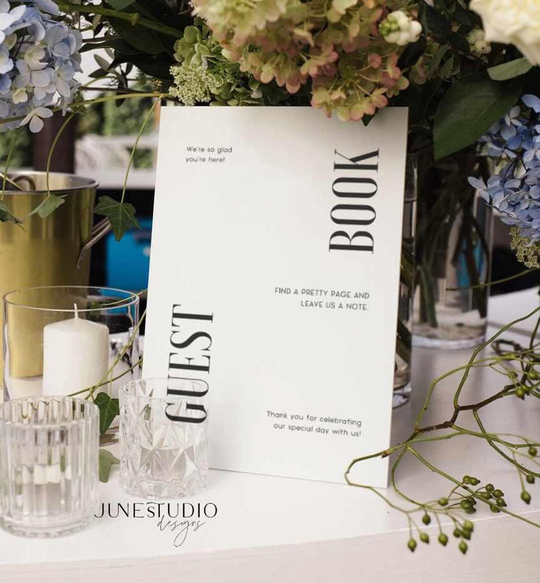 Modern Wedding Guest Book Sign Template: Minimalist Editorial (editable ...