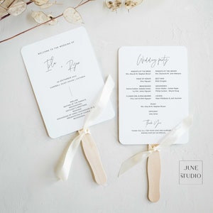 Modern Wedding Program Template, Minimalist Wedding Program Fan, Printable Wedding Ceremony Personalized Order of Service  5x7&quot;, 4x6&quot; ISLA