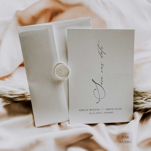 Minimal Save The Date Invitation Template, Elegant Script Editable Modern Save our Date Invite, Printable Minimalist DIY Wedding Templates