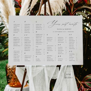 Hochzeit Sitzplan Vorlage Nach Name Alphabetische Tische Sitzplan Beschilderung Landschaft Große Hochzeitskarte Zuordnung Bearbeitbar Elegant